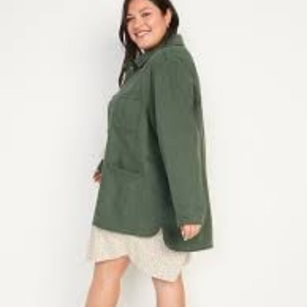 OLD NAVY Relaxed-fit Workwear Utility Jacket Shacket Forest Shade M - Picture 2 of 7